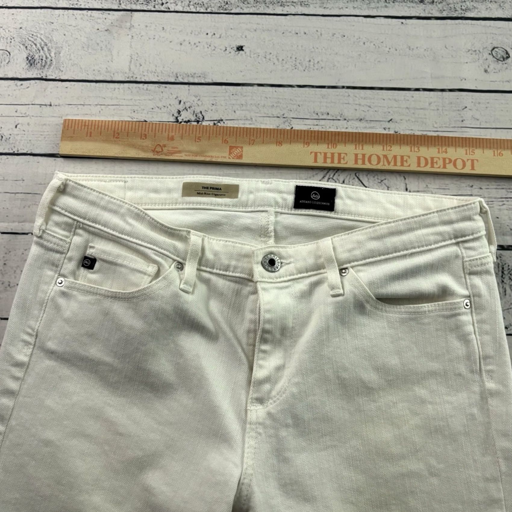 Denime AG Adriano Goldschmied Prima Mid-Rise Cigarette Denim Jeans Women's 28R White Size 28" / US 6 / IT 42 - 4 Thumbnail