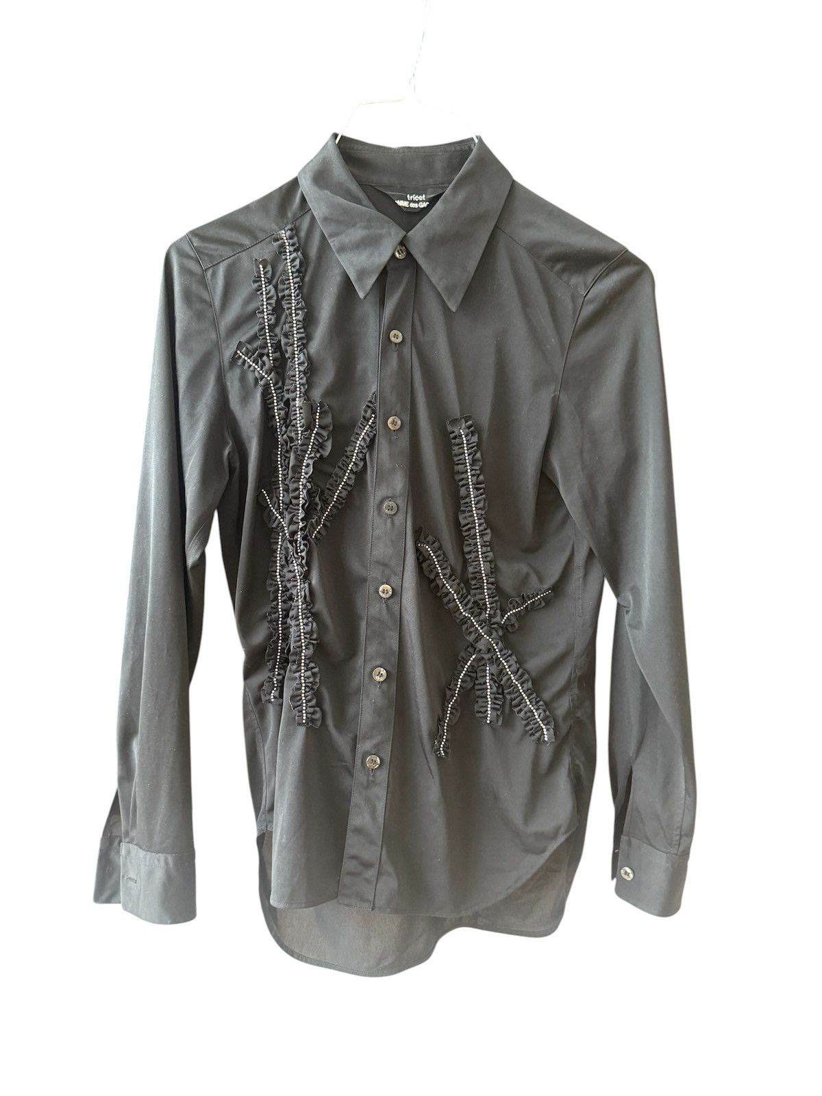 Comme Des Garçons Ruffle Jewel Detail Blouse