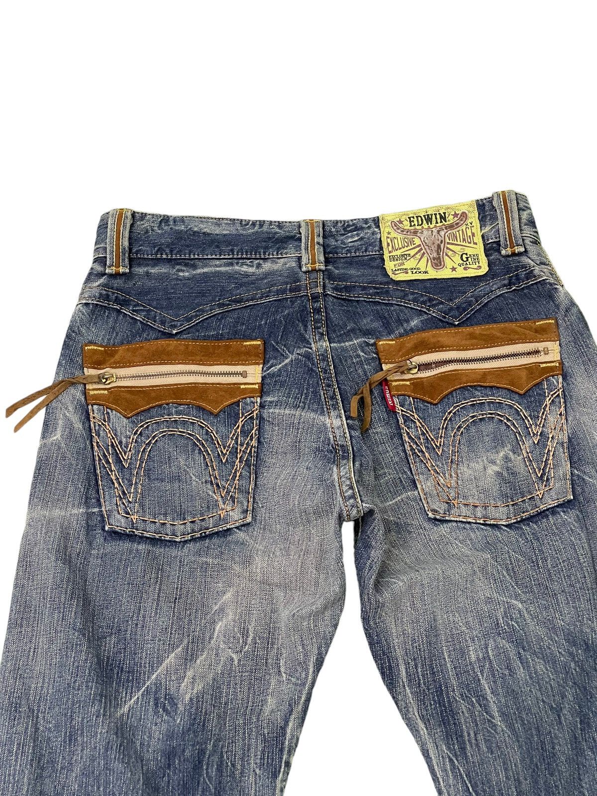Le Grande Bleu (L.G.B.) Distress Jeans Edwin Japan Faded Regular Fit 7🟦6 Size US 33 - 17 Thumbnail