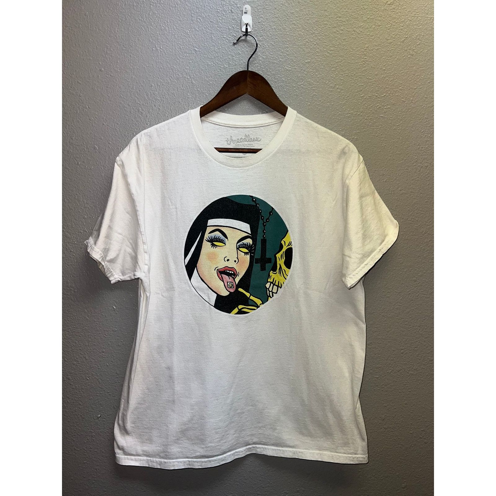 Threadless Threadless Nun Shirt Skeleton Acid Drop White Graphic Tee L Size US L / EU 52-54 / 3 - 1 Thumbnail