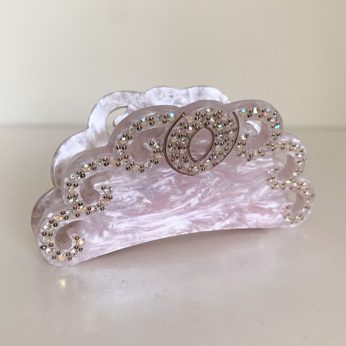 Vintage Vintage large pink crystal hair claw clip Size ONE SIZE - 2 Thumbnail