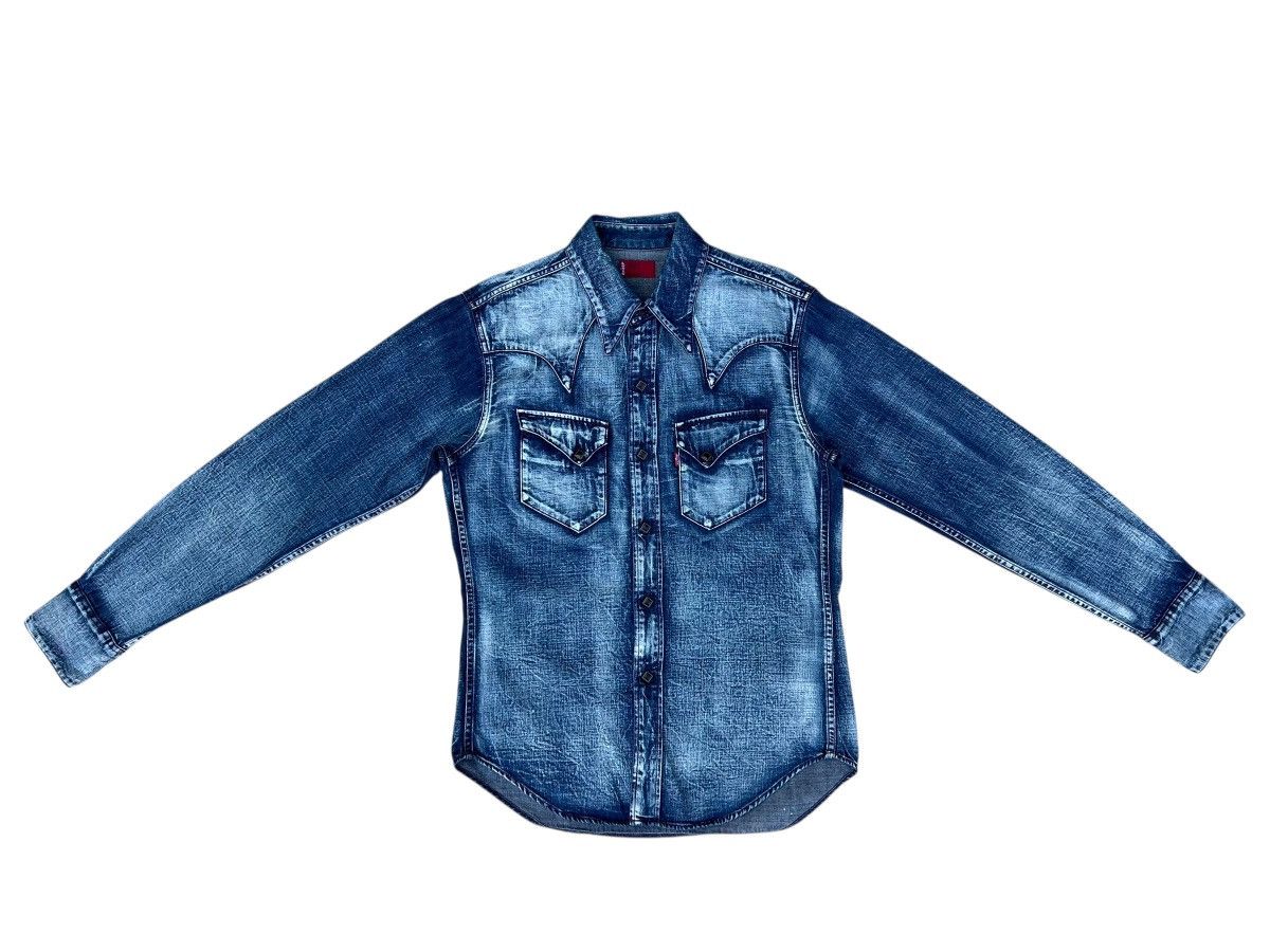 Levi's 2001 Levi’s Red Tab Slim Denim Western Shirt Snap Button Size US L / EU 52-54 / 3 - 3 Thumbnail