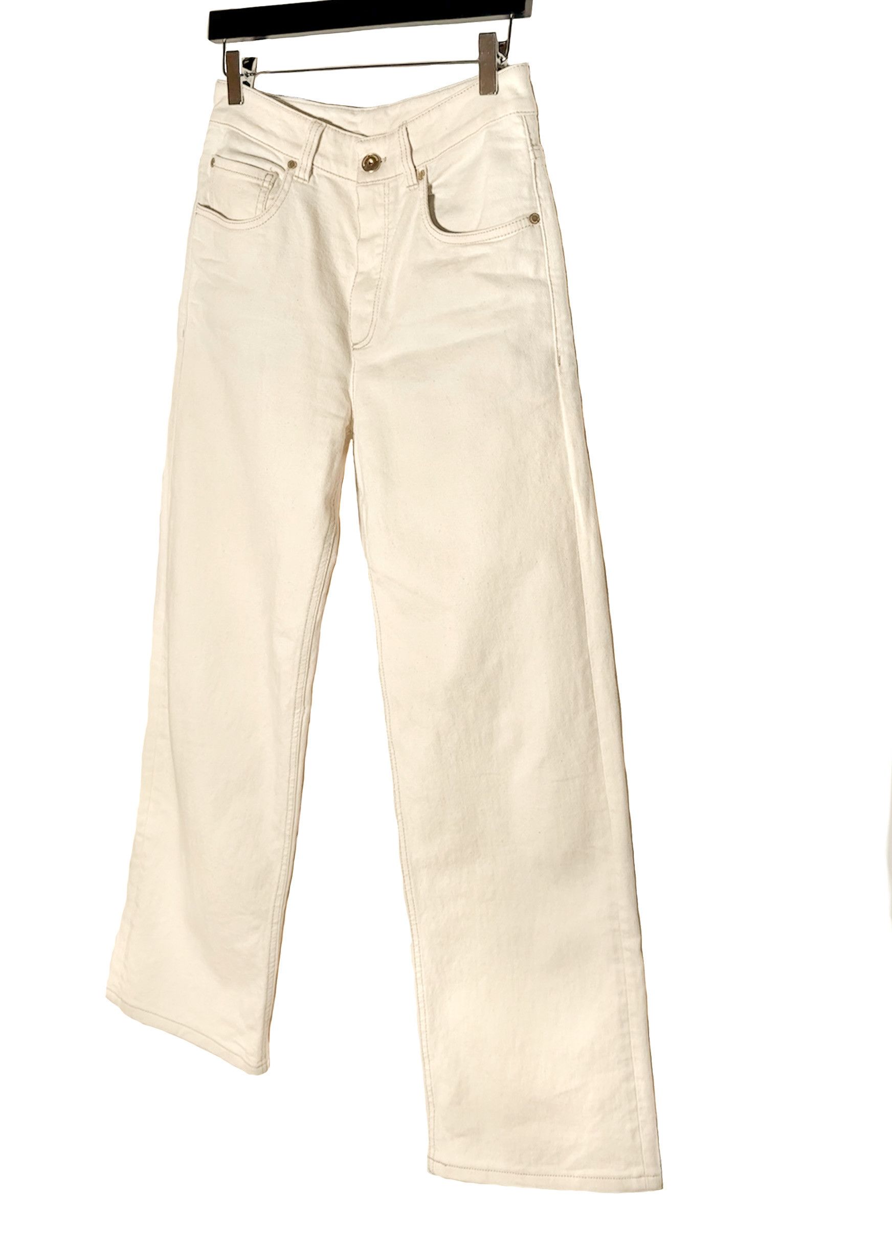 Brunello Cucinelli Brunello Cucinelli Beige Wide Leg Denim Jeans Size 26" / US 2 / IT 38 - 2 Thumbnail