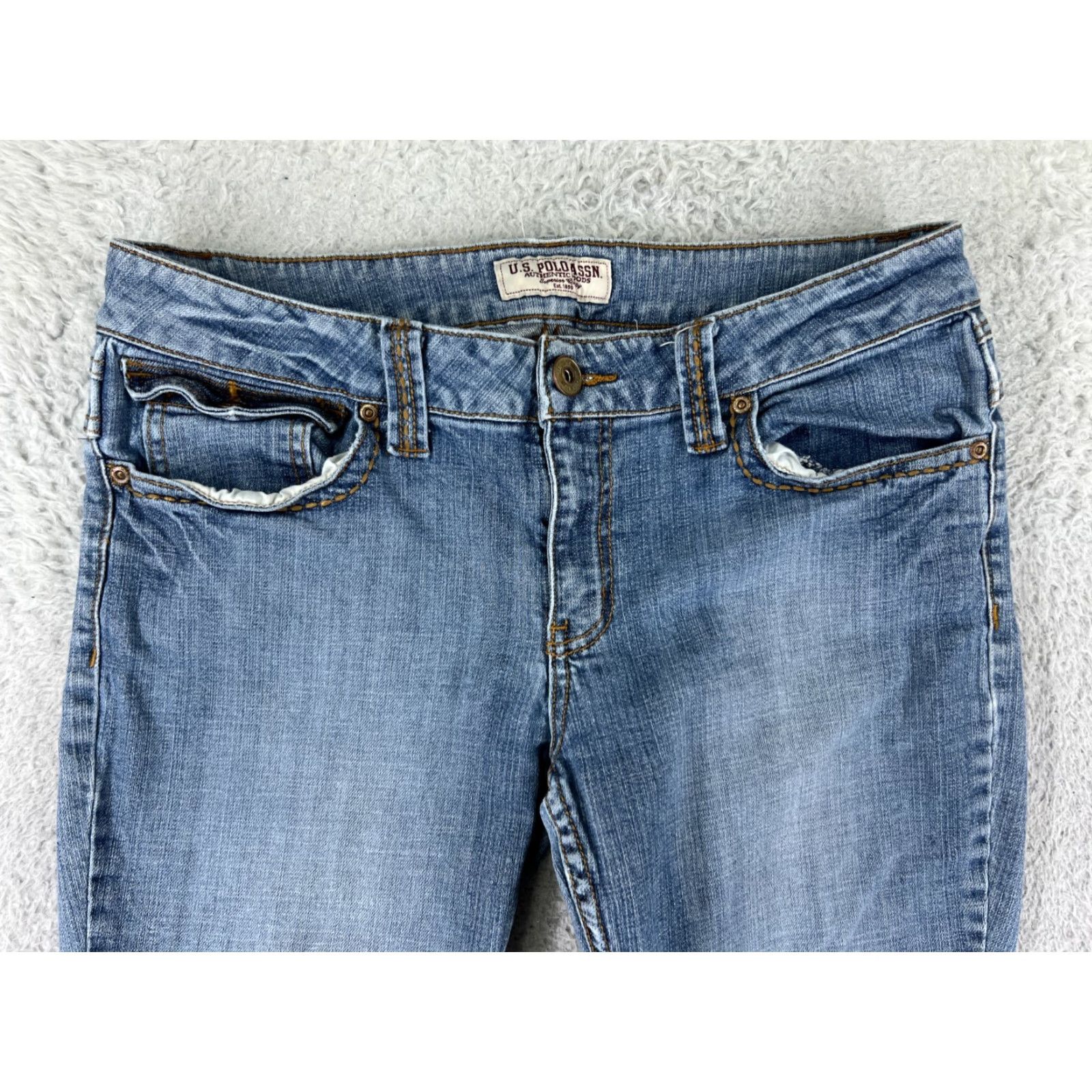 Vintage US Polo Assn Women's Jeans 15 Bootcut Blue Denim Cotton Mid Rise Classic Size 32 Girl Size 36" / US 14 / IT 50 - 7 Thumbnail
