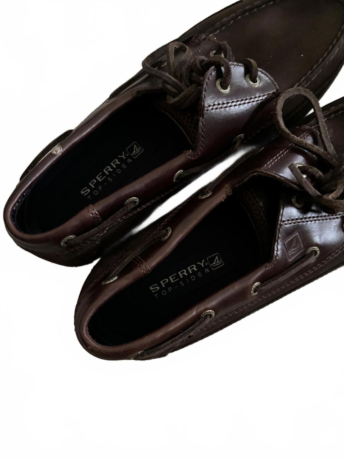Designer NEW Sperry Top-Sider Authentic Brown Leather Boat Shoes Size US 10 / EU 43 - 3 Thumbnail