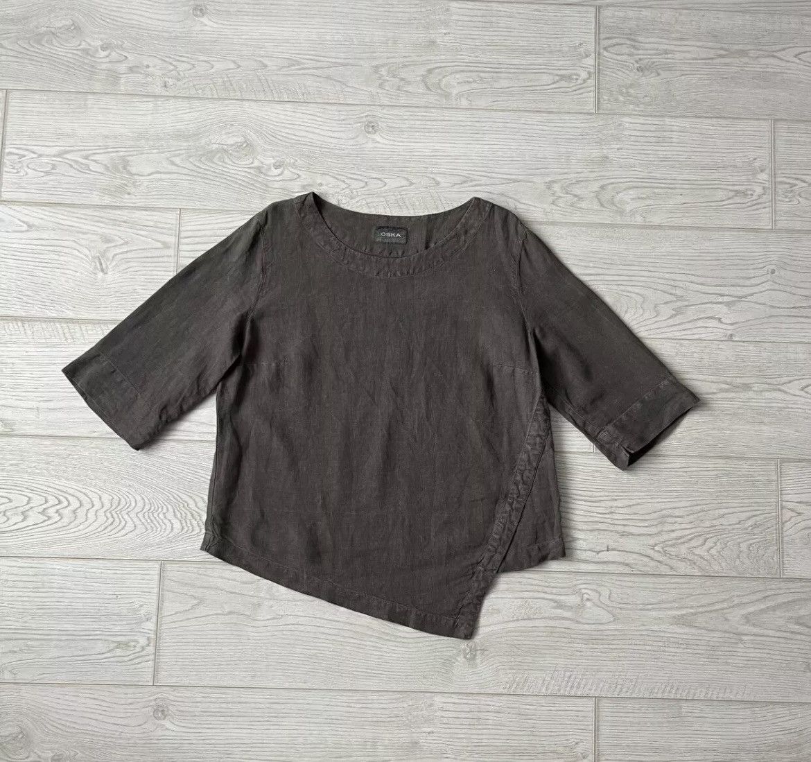 OSKA × Vintage OSKA Linen Asymmetric Hem Blouse – Size III (M/L) Size L / US 10 / IT 46 - 1 Thumbnail
