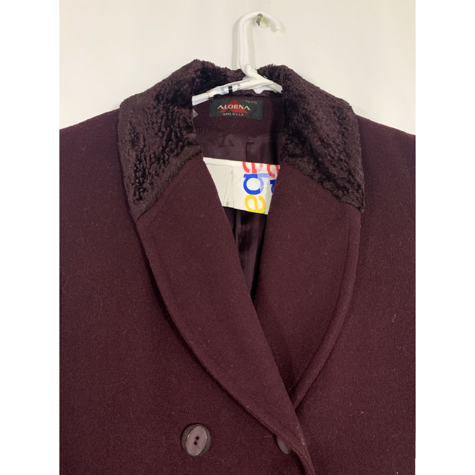Velvet VINTAGE Alorna Coat Eveningwear Wool 12P Petite 1980s Purple Long Velvet Trim Duster Ladies Size XL / US 12-14 / IT 48-50 - 7 Thumbnail