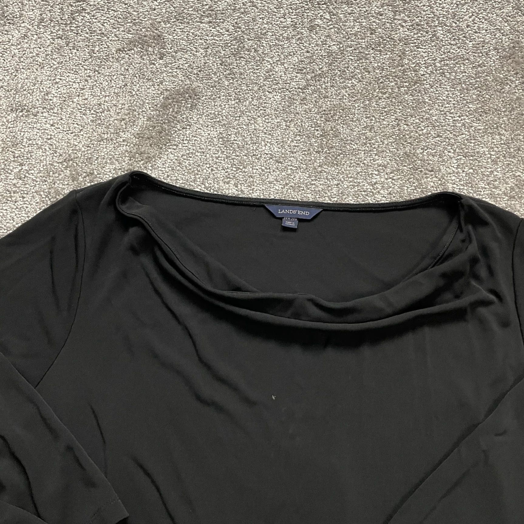 Lands' End Lands' End Blouse Womens 3XL Solid Black 3/4 Sleeve Cowl Neck Stretch Casual Top Size XXL / US 16-18 / IT 52-54 - 3 Thumbnail