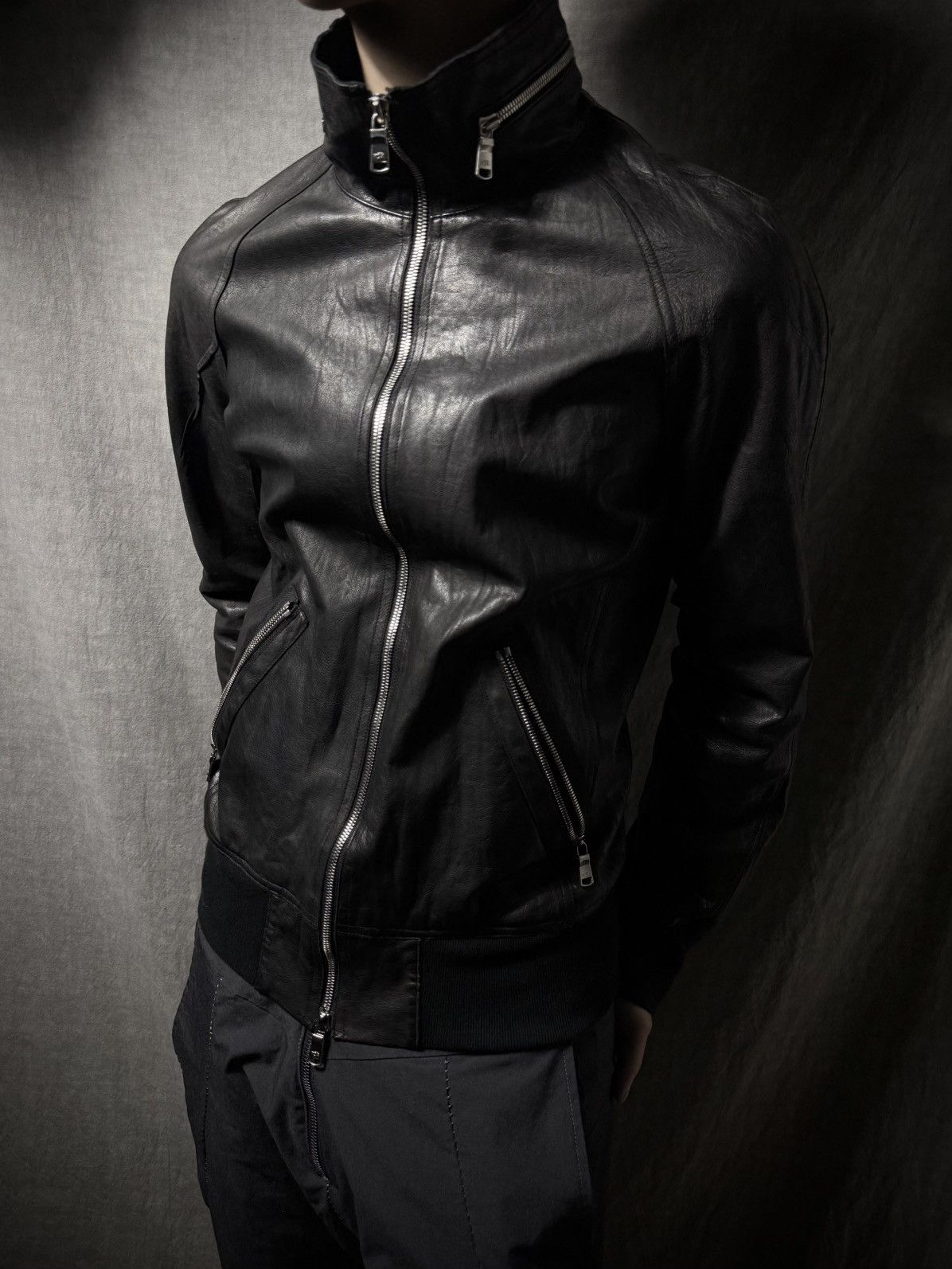 wjk WJK Cow Leather Stand Collar Track Jacket Size US M / EU 48-50 / 2 - 2 Thumbnail