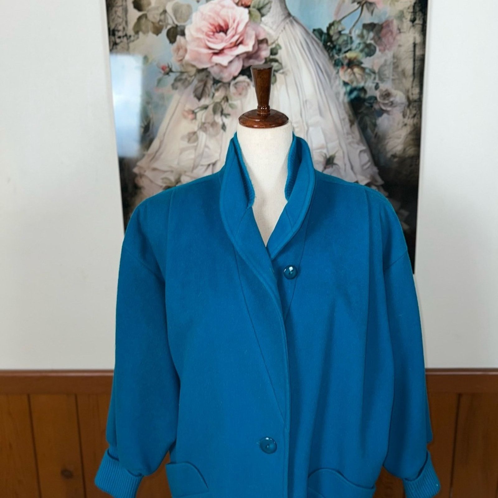 Vintage Beautiful Vintage 1980s Portrait Wool Coat! Size L / US 10 / IT 46 - 3 Thumbnail
