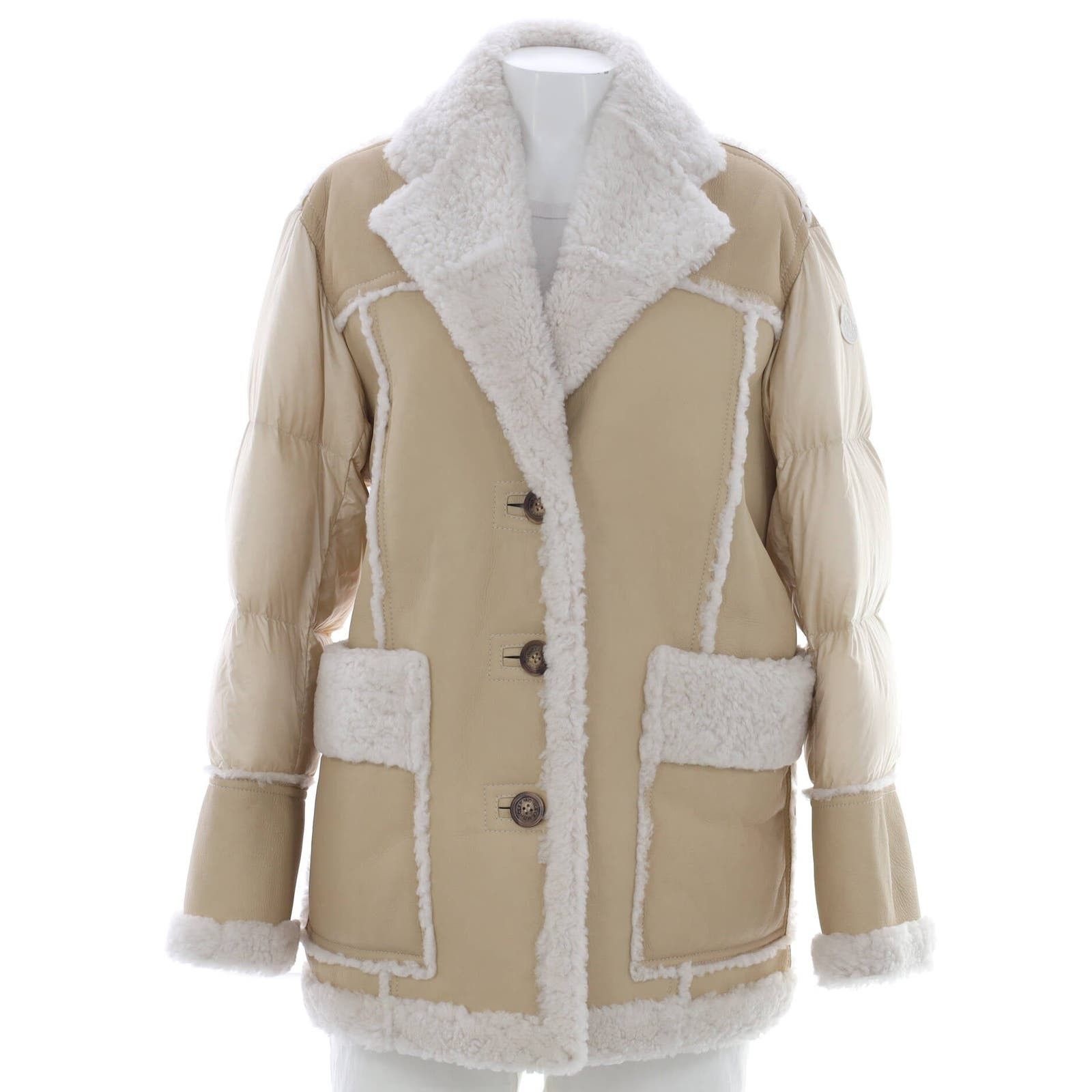 image of Moncler Women's Ilay Button Up Jacket Quilted Polyamide in Neutral (Size Large)