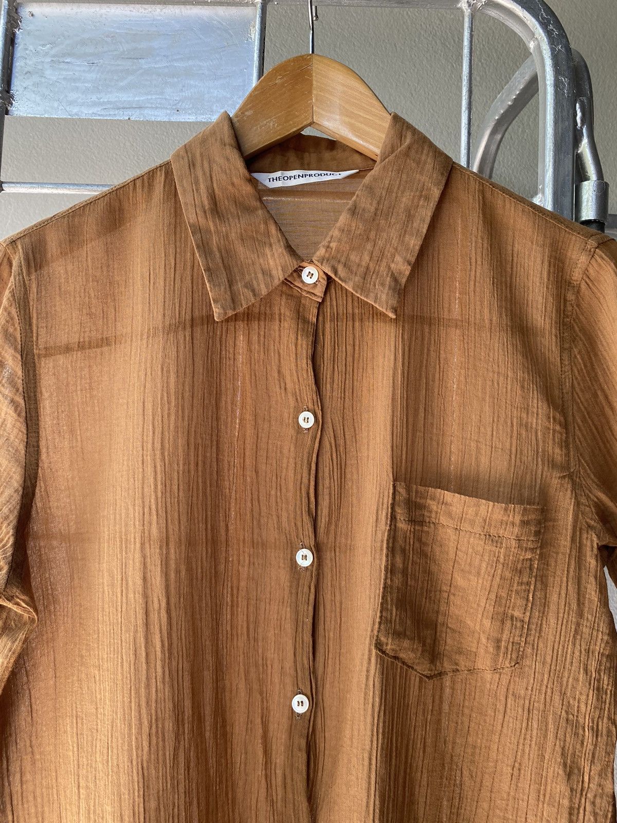 OPEN YY THE OPEN PRODUCT Sheer Brown Long-Sleeve Shirt Size S / US 4 / IT 40 - 15 Thumbnail