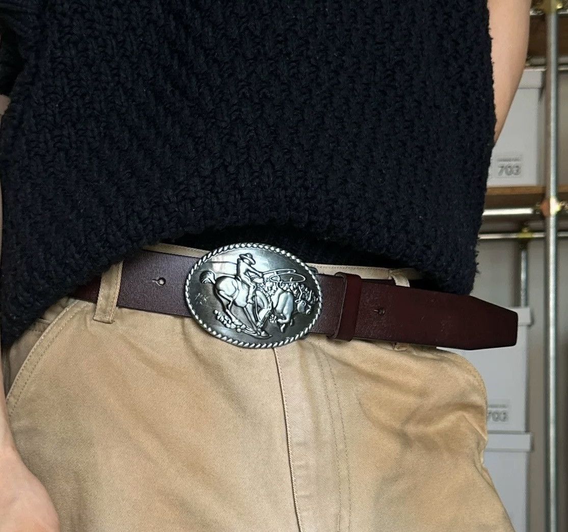 Japanese Brand × Vintage Outdoor retro western cowboy leather buckle belt Size ONE SIZE - 1 Thumbnail