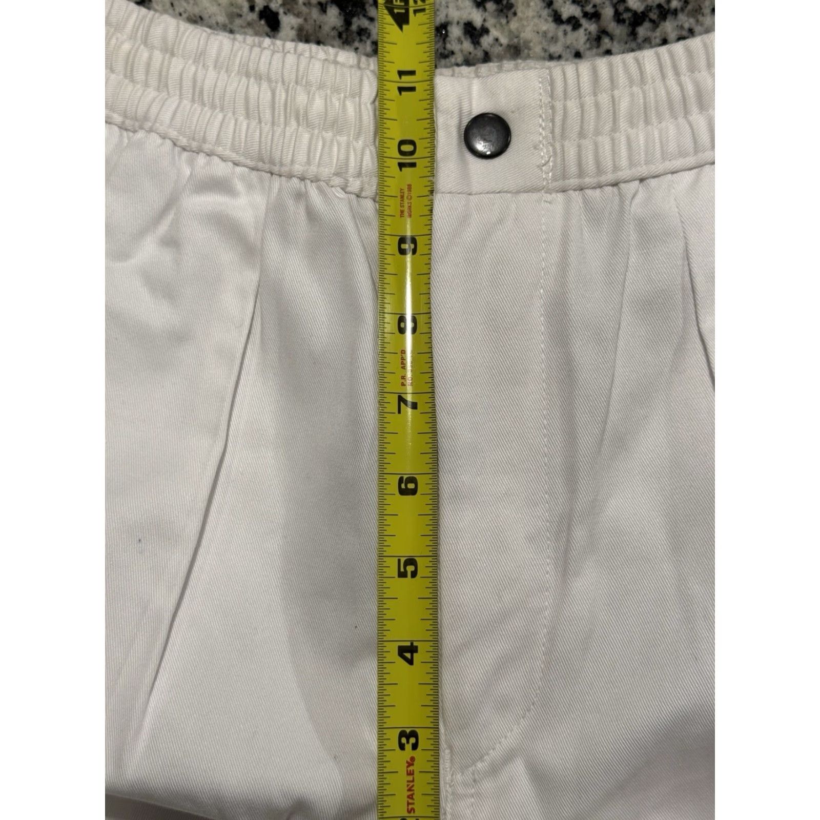 Izod VINTAGE Izod Lacoste Pants Chino White Solid Drawstring Elastic Waist Men Size S Straight Leg 35.5 in Inseam Mens Size US 29 - 2 Thumbnail