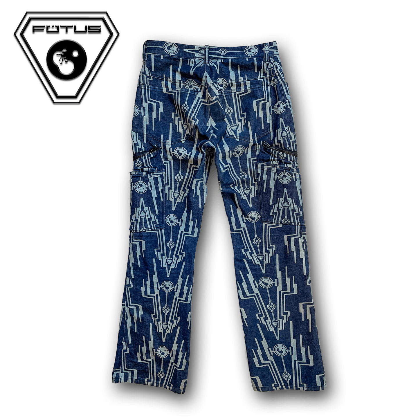 Beauty Beast 90s Fotus Flare Cargo Denim Pants Size US 29 - 2 Thumbnail