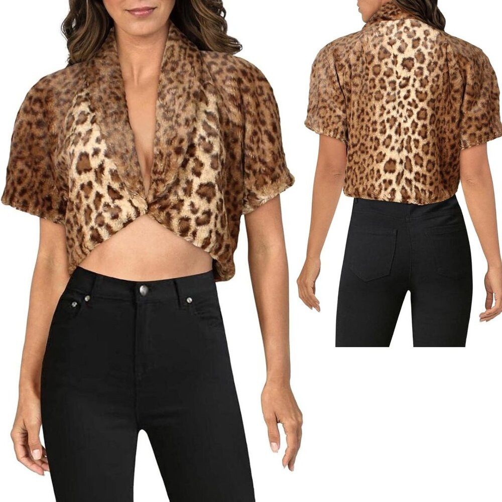 Vince Camuto NWT New $108 Vince Camuto Short Sleeve Animal Print Faux Fu Size XS / US 0-2 / IT 36-38 - 2 Thumbnail