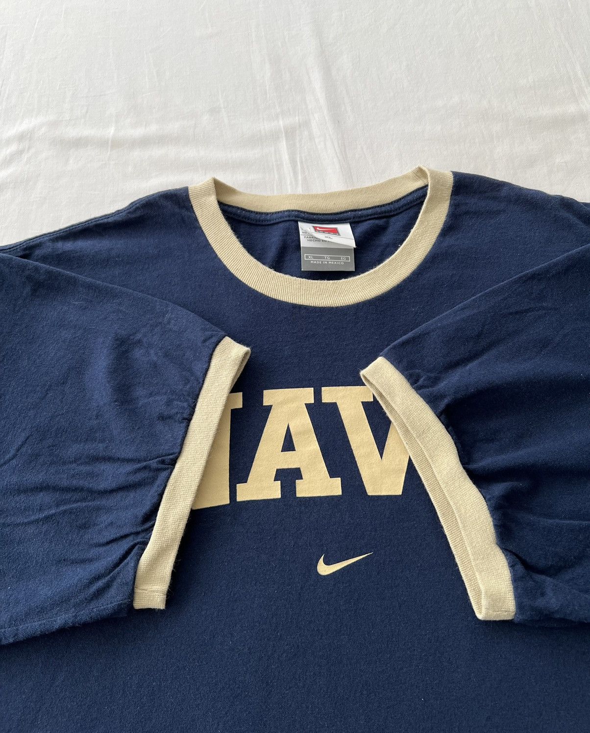 Nike Vintage 90s Nike Navy Ringer T-shirt Size US XL / EU 56 / 4 - 6 Thumbnail