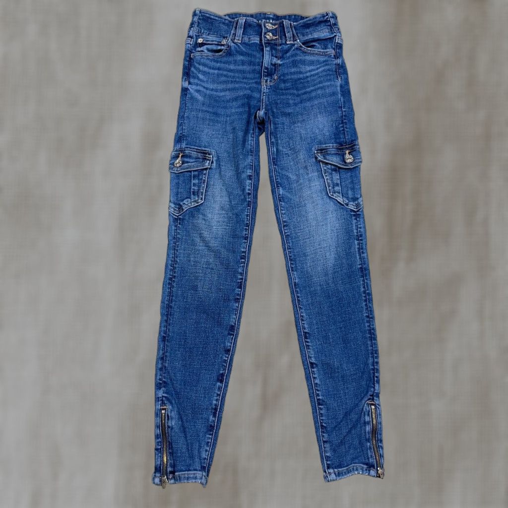American Eagle Outfitters American Eagle Outfitters Jeans Women 00 High Hi Rise Jegging Distressed 5-Pocket Denim Blue Size 24" / US 00 / IT 34 - 1 Thumbnail