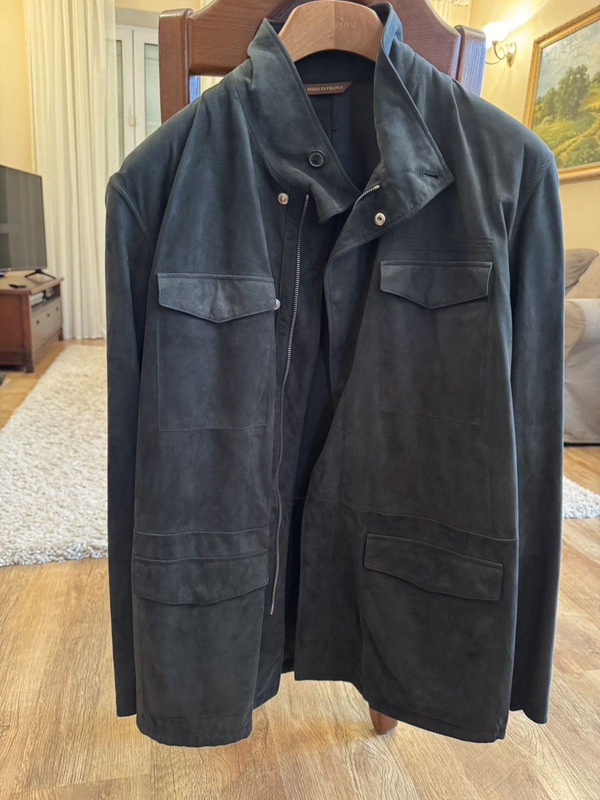 SERAPHIN Seraphin Anthracite Suede Leather Jacket Made in France Size US L / EU 52-54 / 3 - 1 Thumbnail