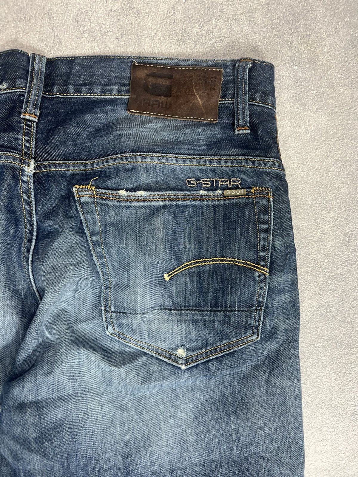 Vintage Vintage Streetwear G-Star Baggy Ripped Washed Denim Distress Size US 33 - 5 Thumbnail