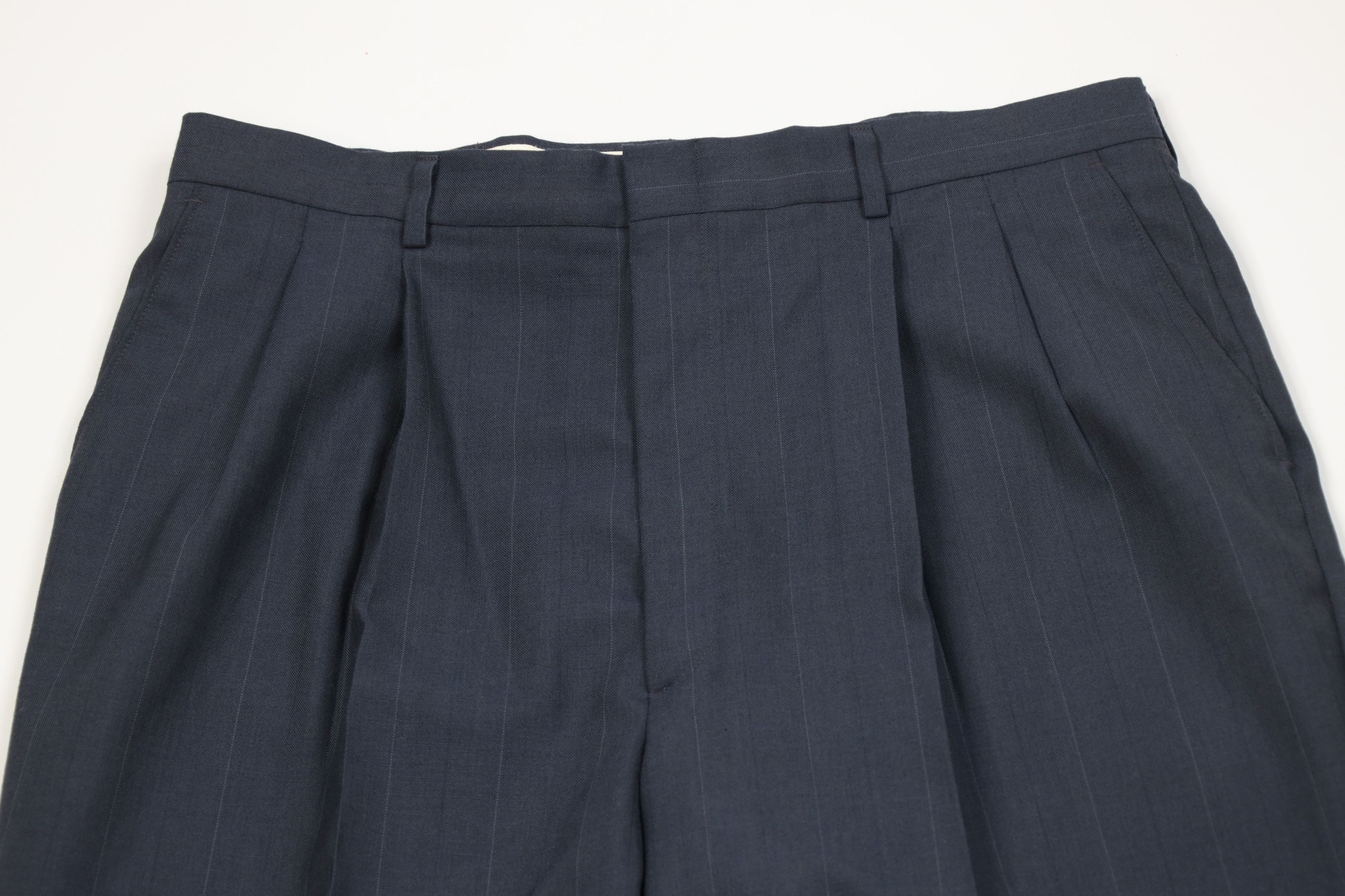 Vintage Vintage 90s Blend Knit Pinstriped Wide Leg Chino Pants USA Size US 34 / EU 50 - 2 Thumbnail