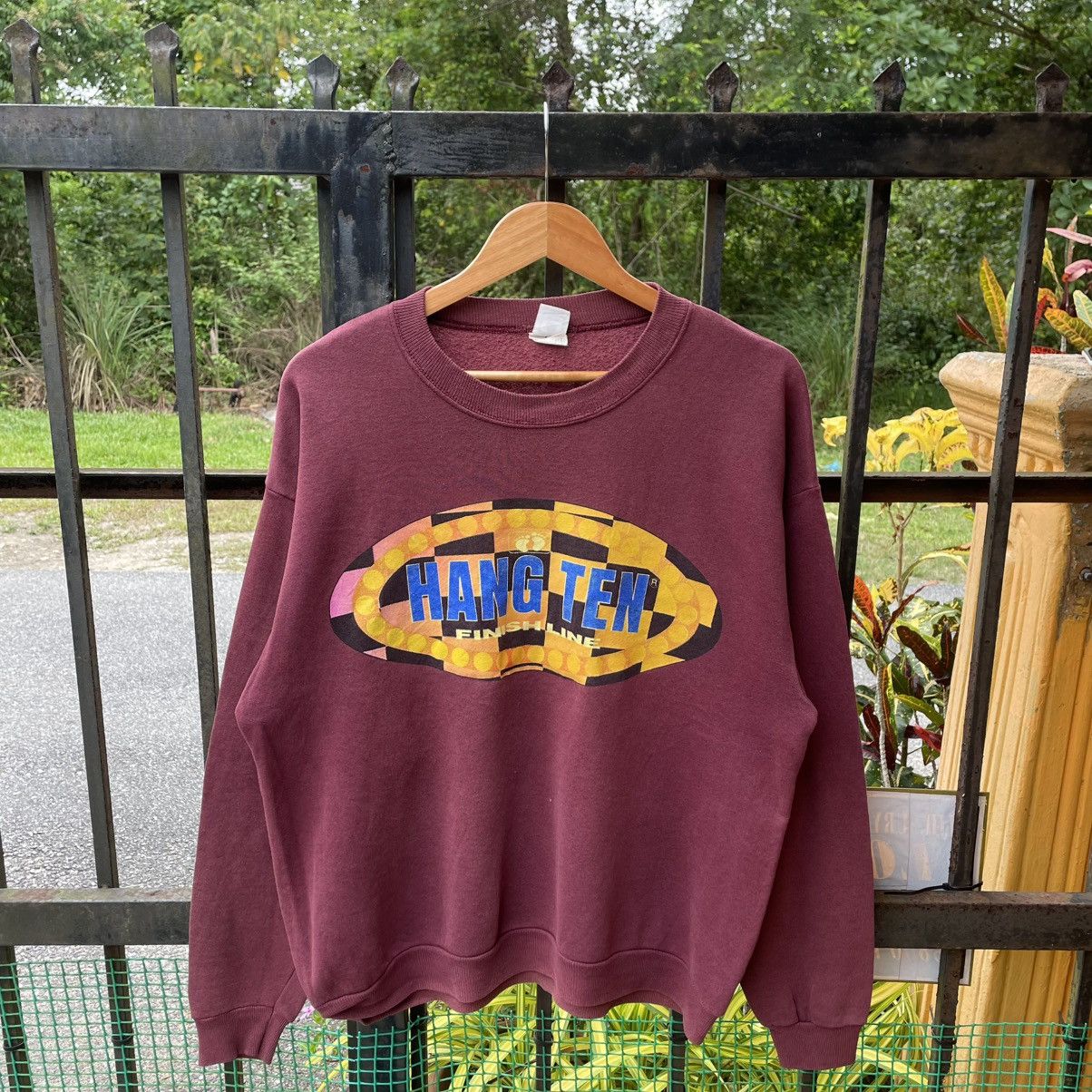 Hang Ten × Vintage 🔥Vintage 90s Hang Ten Finish Line Big Logo Sweatshirts Size US M / EU 48-50 / 2 - 1 Thumbnail