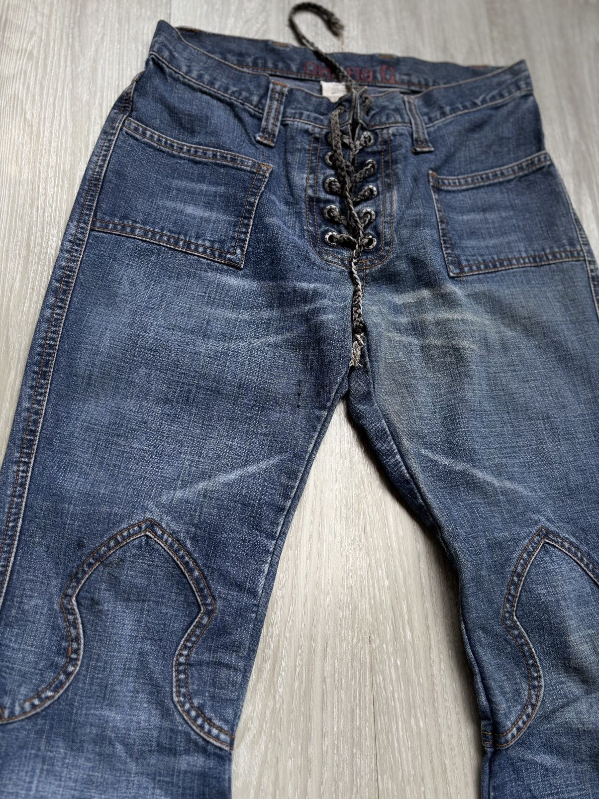 Japanese Brand G brand lace up flare jeans Size US 27 - 2 Thumbnail