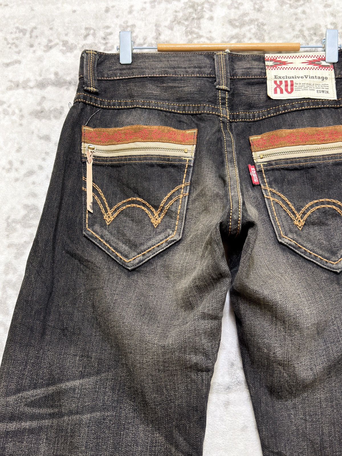 Kapital Edwin 434XVS Vintage Faded Black Denim Honeycomb Whisker Fit Size US 32 / EU 48 - 10 Thumbnail