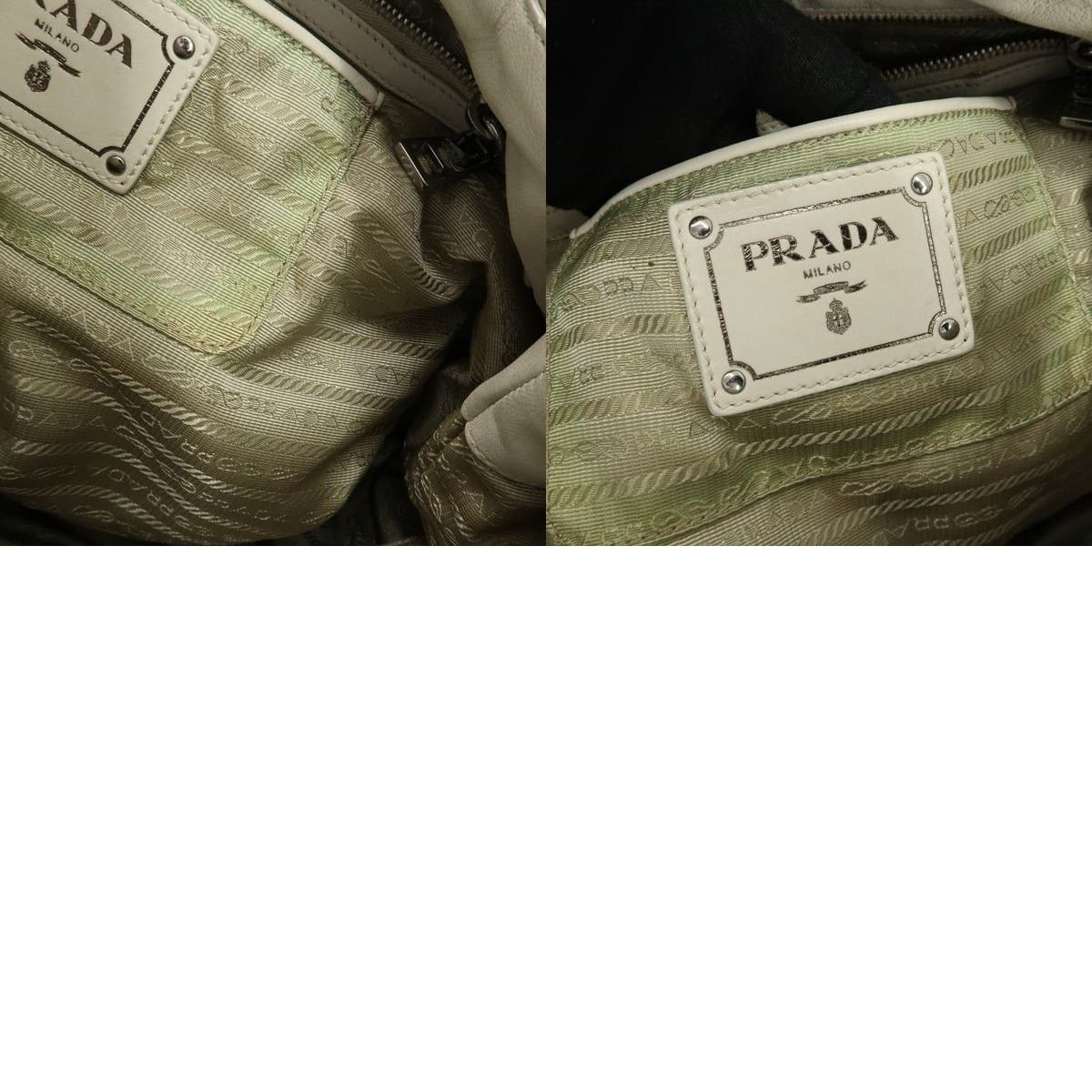 Prada Prada Gathered Lambskin Shoulder Bag Beige Size ONE SIZE - 8 Thumbnail