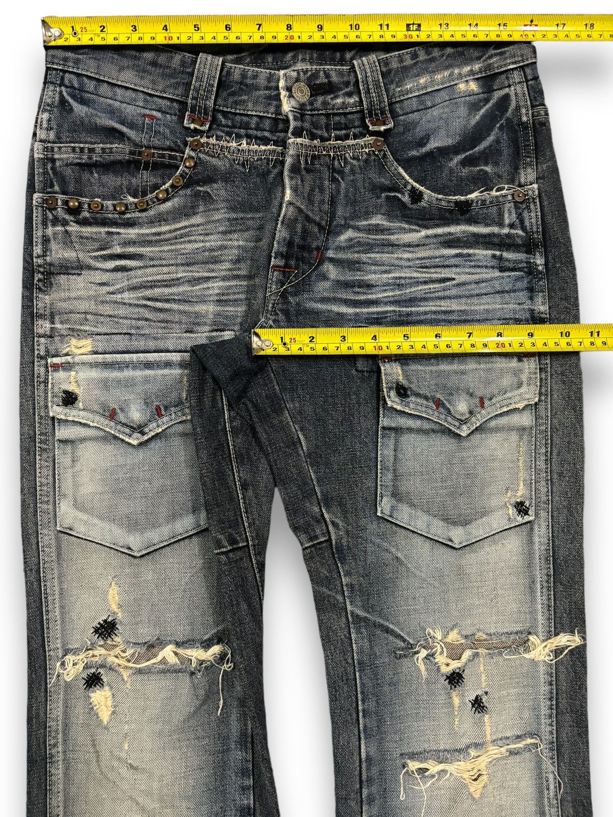 Hysteric Glamour Vintage Japanese Brand Bartack Studded Distressed Punk Jeans Size US 32 / EU 48 - 18 Thumbnail