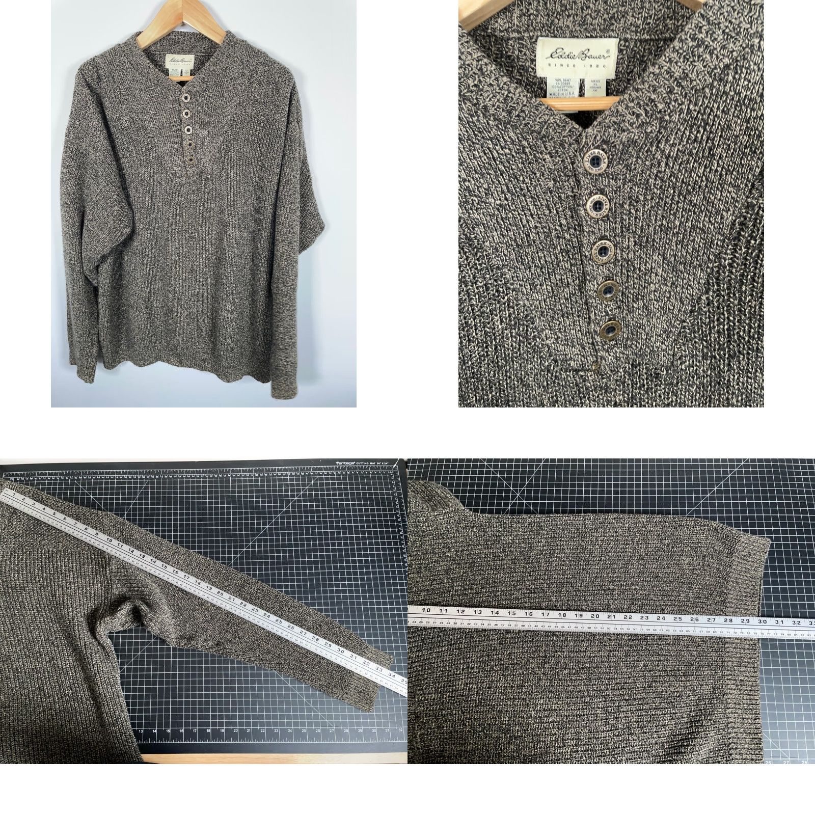Eddie Bauer VINTAGE Eddie Bauer Sweater Henley Mens XL 2XL Green Cotton Knit Crew Neck Heavyweight Oversized 90s Retro Preppy Casual Size US XXL / EU 58 / 5 - 8 Thumbnail