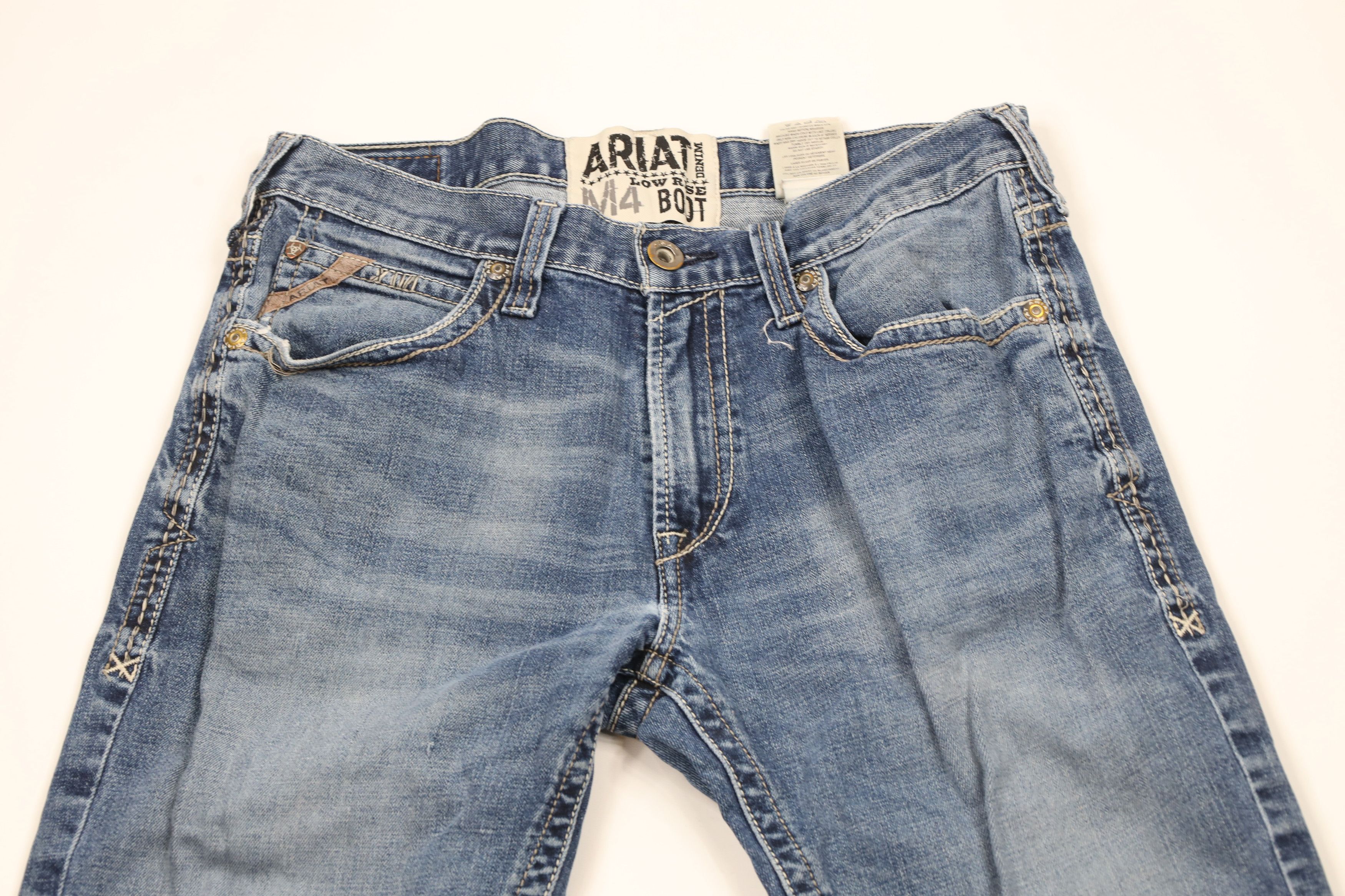 Ariat × Vintage Ariat Thick Stitch Low Rise M4 Bootcut Denim Jeans Blue Size US 33 - 2 Thumbnail