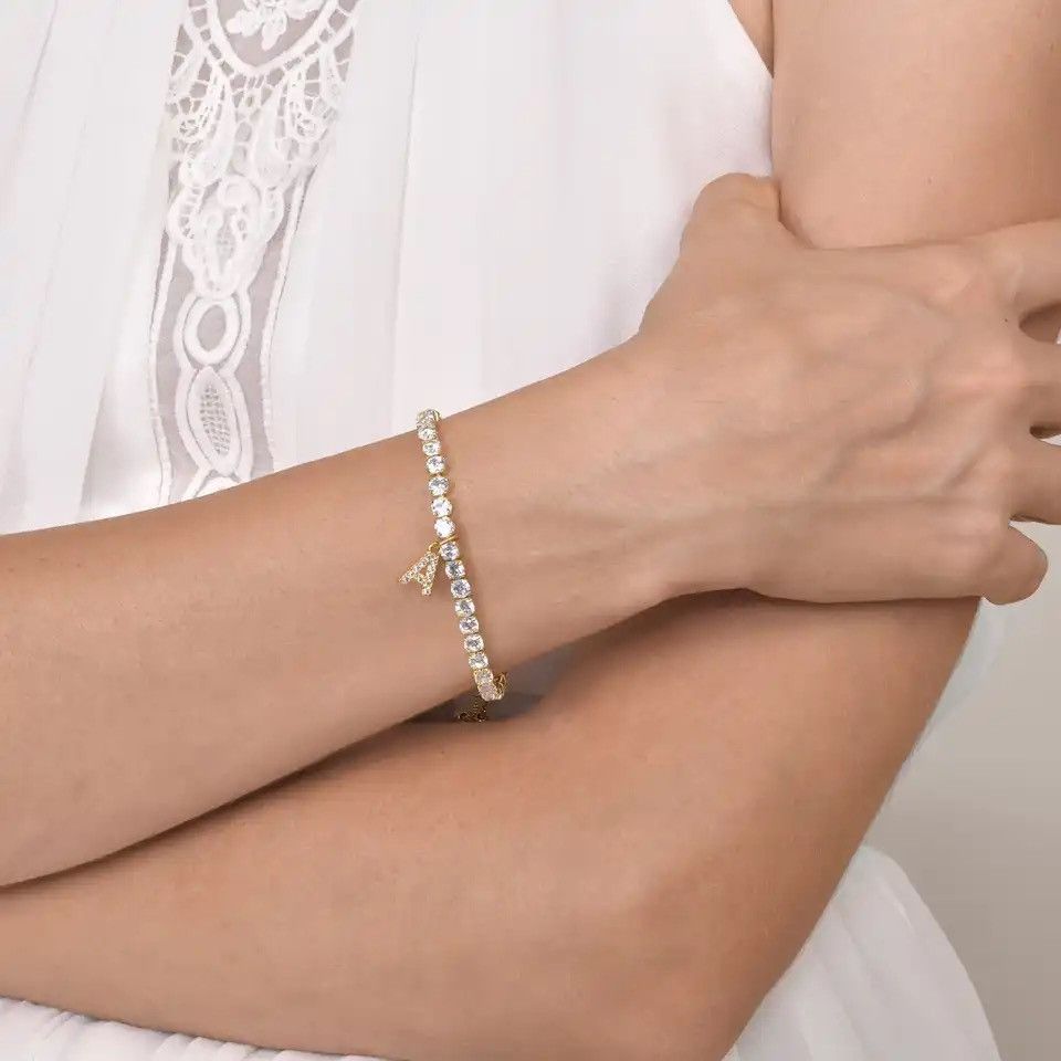 Other Luxury A-Z Initial Tennis Chain Bracelet Size ONE SIZE - 3 Thumbnail
