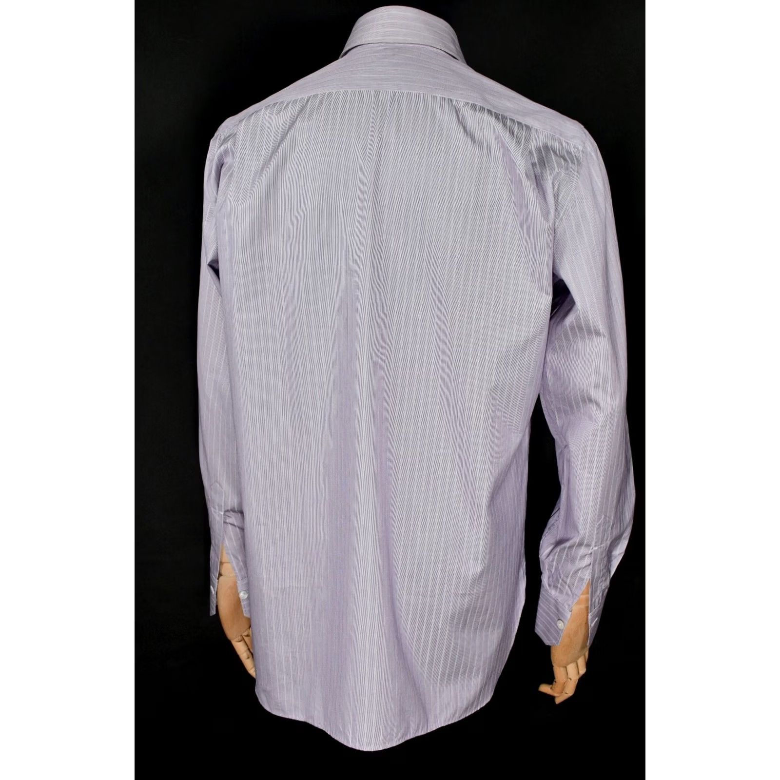 Kiton Kiton Dress Shirt Striped Cotton Long Sleeve 16/41 Lily White 16/41 Mens Classic Shirt Size 42R - 4 Thumbnail
