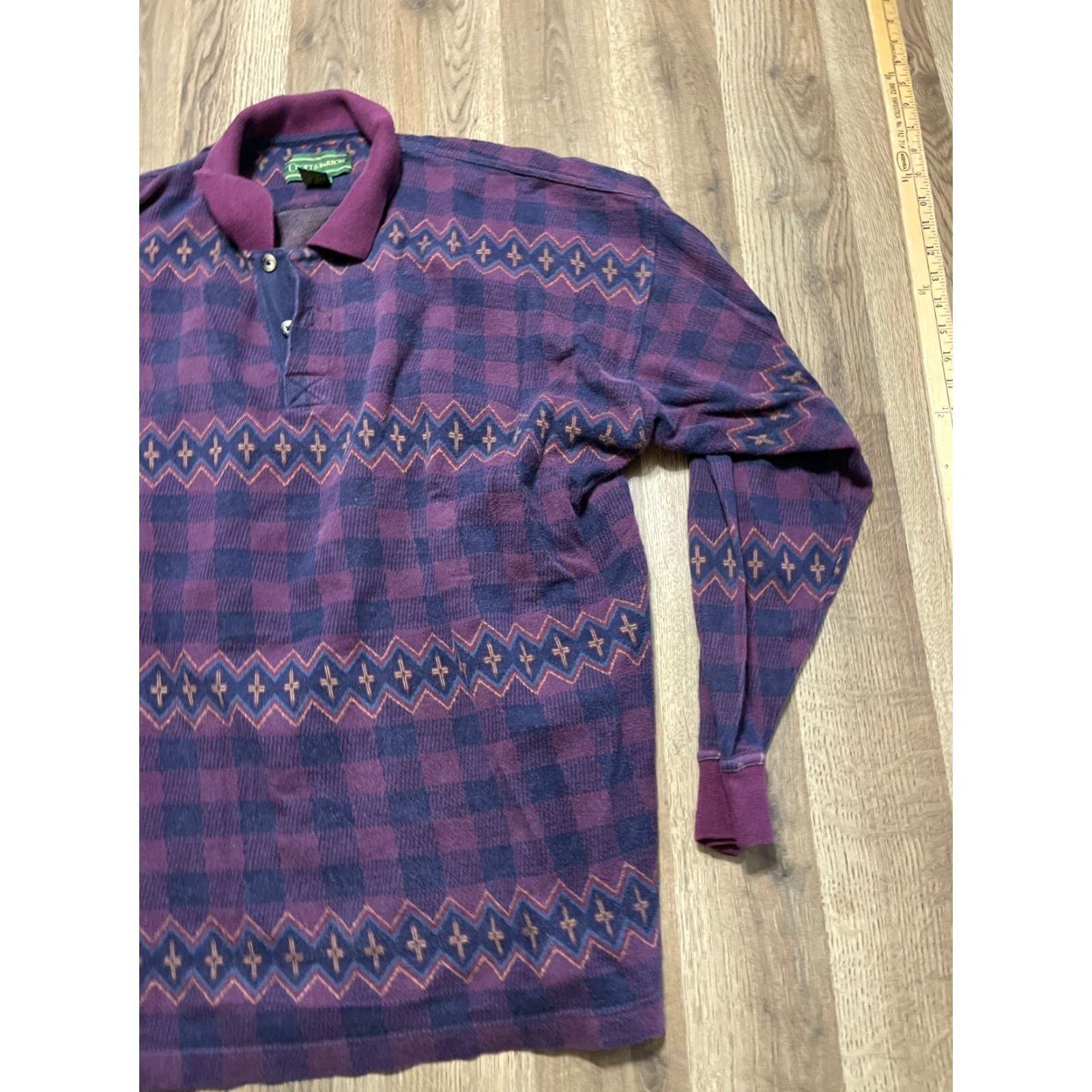 Croft & Barrow Croft & Barrow Shirt, Men's XL, Plaid, Long Sleeve, 1/4 Button, Purple Blue, Casual, Regular Fit, Vintage: No Size US XL / EU 56 / 4 - 4 Thumbnail