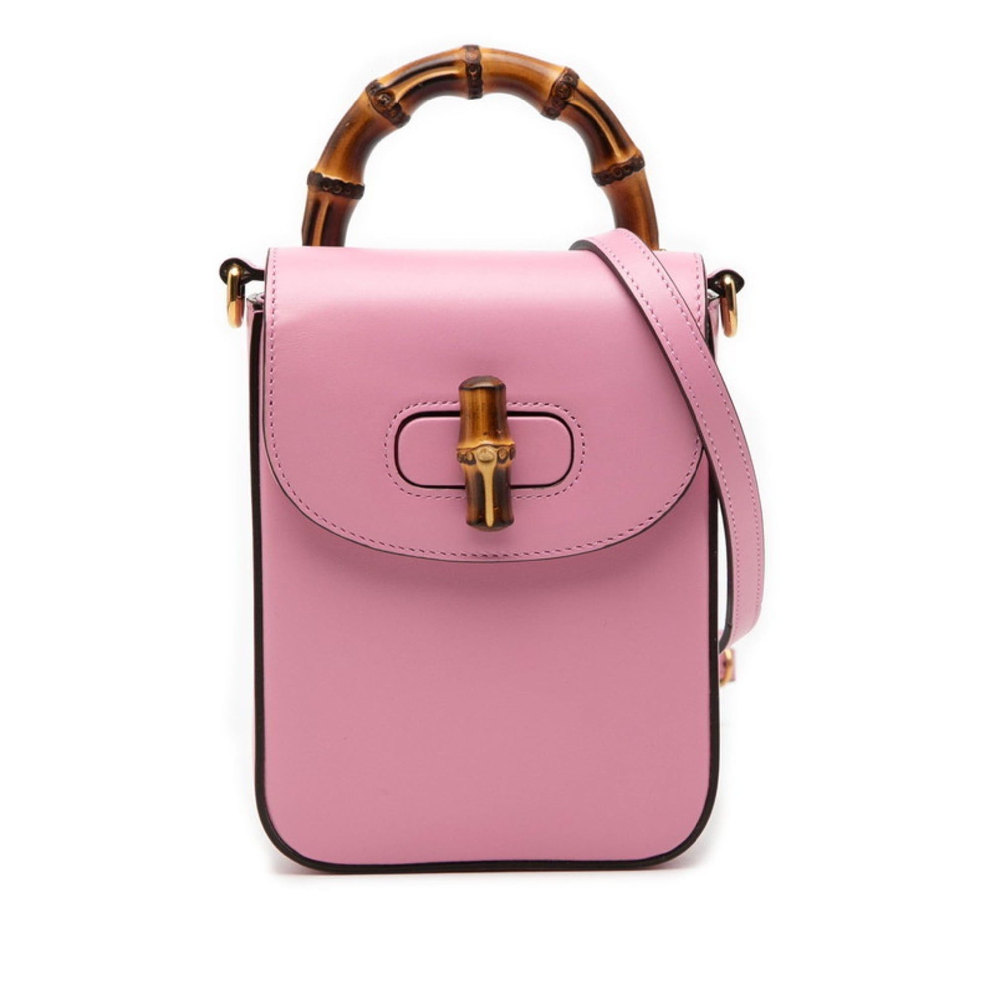 Gucci Gucci Bamboo Mini Backpack, Handbag, Shoulder Bag (3-way), Pink Leather, Women's, 702106 Size ONE SIZE - 1 Thumbnail