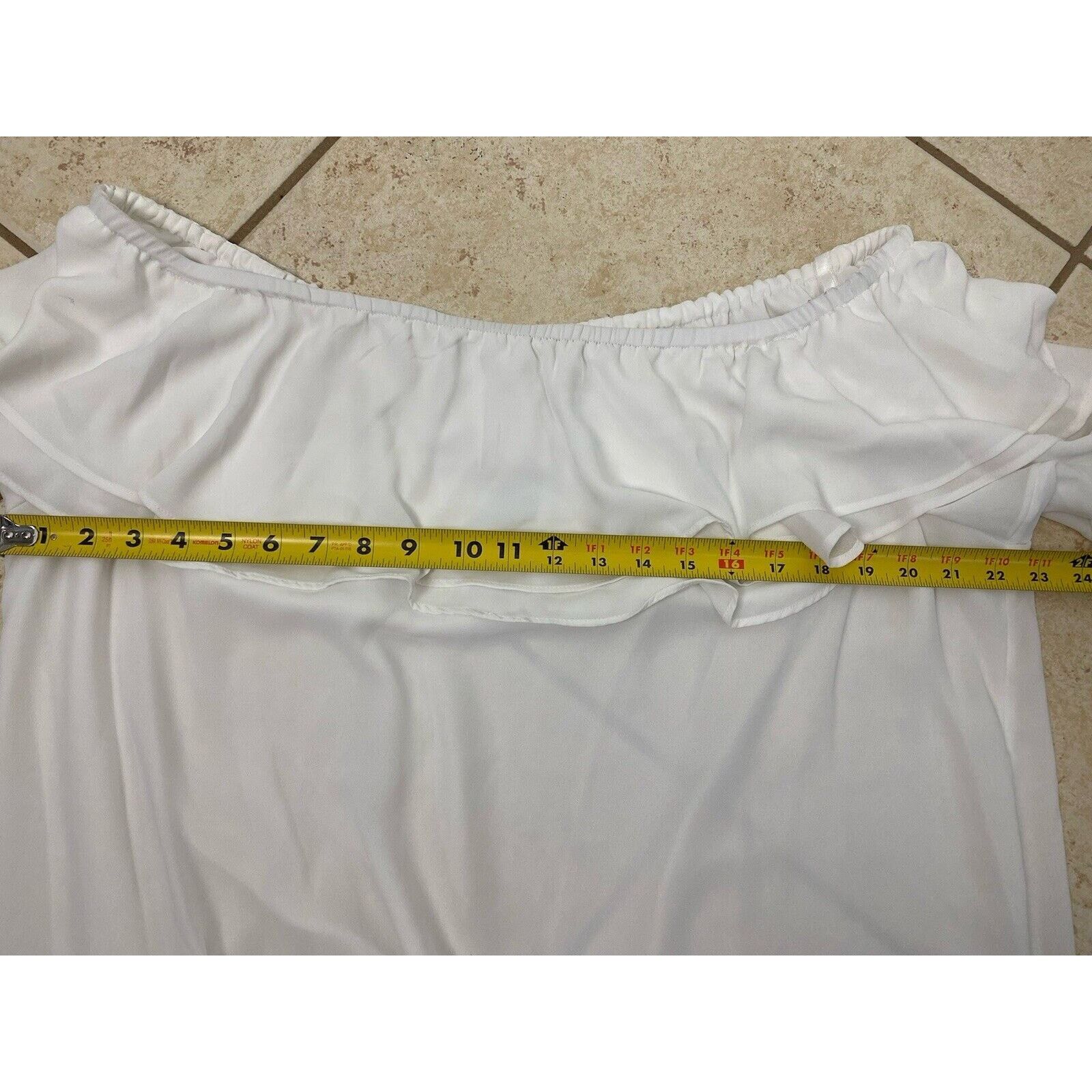 Michael Kors NWT Michael Kors Blouse 0X Ruffle Off Shoulder White Top Size ONE SIZE - 7 Thumbnail