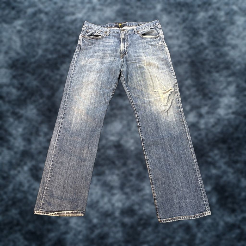 Lucky Brand Lucky Brand 361 Jeans 36x32 Regular Mens Straight Blue Denim Pocket 5-Pocket Distressed Vintage-Style USA Logo Leather Patch Whiskering Size US 36 / EU 52 - 1 Thumbnail