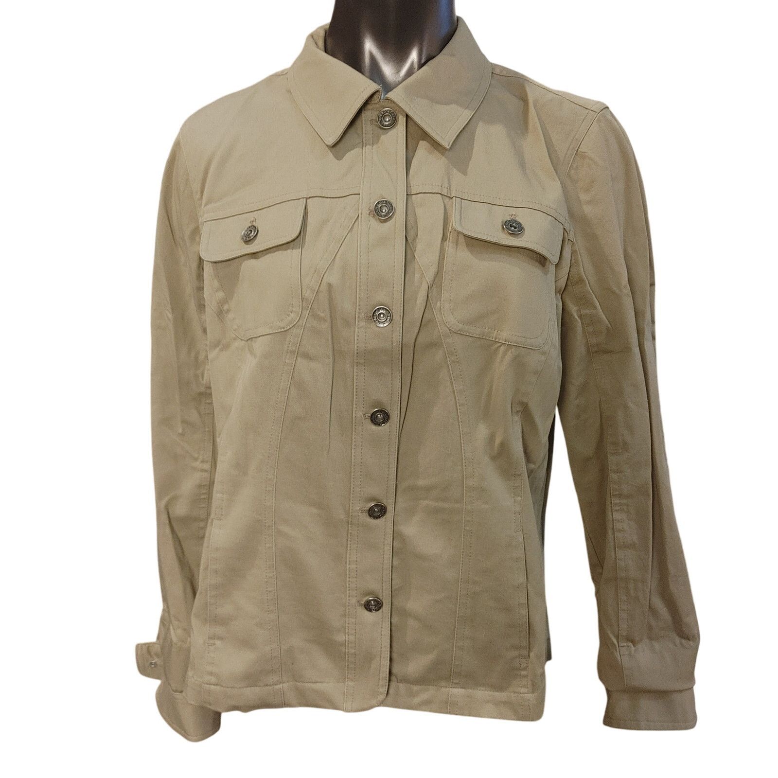 Other Christopher & Banks Women's XL Beige Stretch Casual Shirt Size XL / US 12-14 / IT 48-50 - 1 Thumbnail