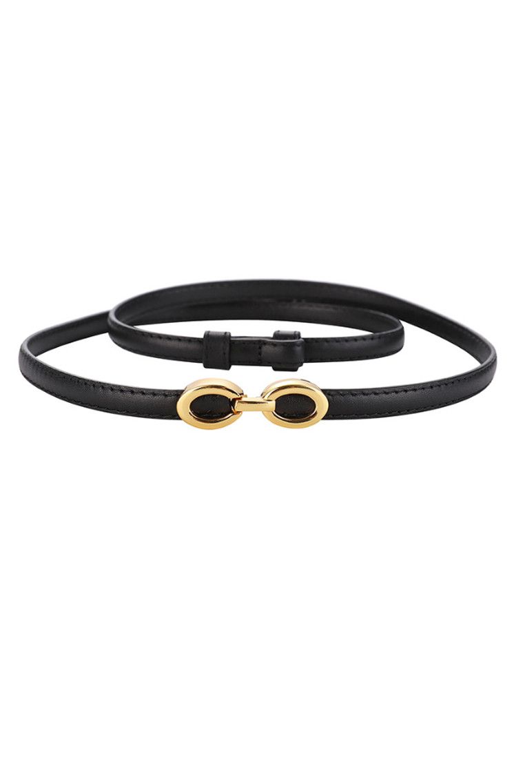 Other Black Women's Leather Belts with Gold Buckle Belt Size ONE SIZE - 1 Thumbnail