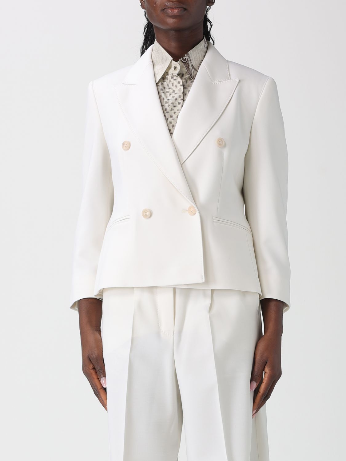 Max Mara Max Mara Jacket Woman White Size L / US 10 / IT 46 - 1 Thumbnail