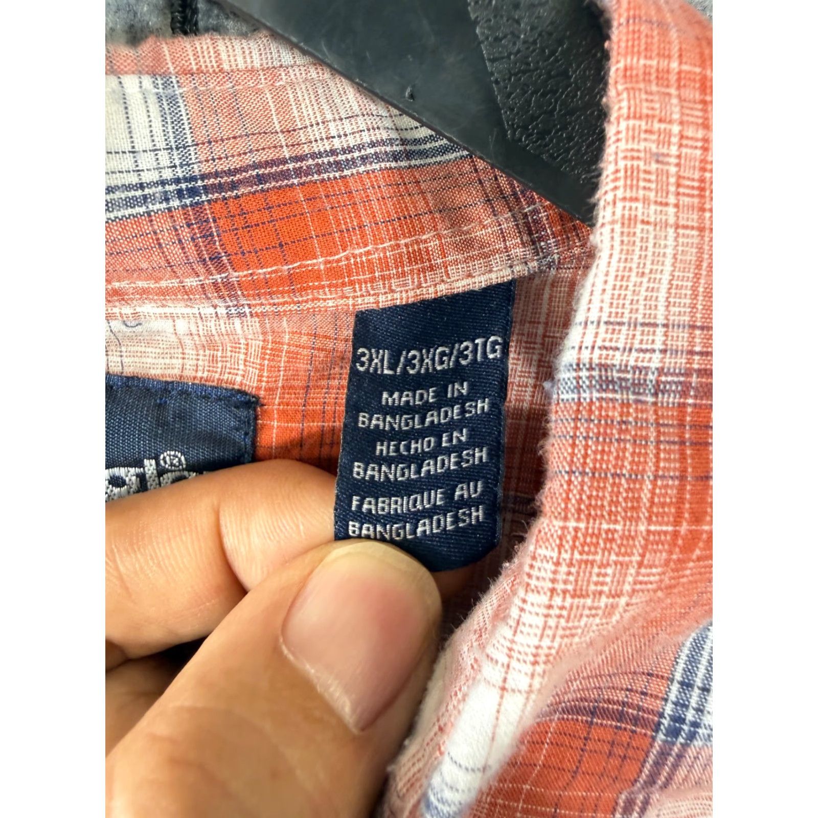 Wrangler Wrangler Western Shirt Mens 3XL Orange Plaid Pearl Snap Flap Pocket Short Sleeve Size US XXL / EU 58 / 5 - 6 Thumbnail