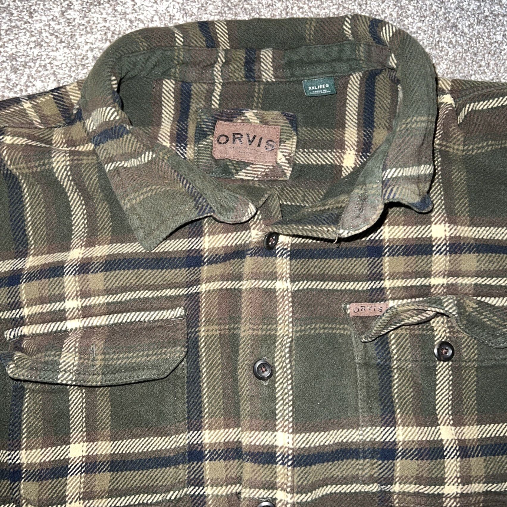 Orvis Orvis Shirt Men 2XL Flannel Green Plaid Long Sleeve Button-Up Mens XXL Size US XXL / EU 58 / 5 - 2 Thumbnail