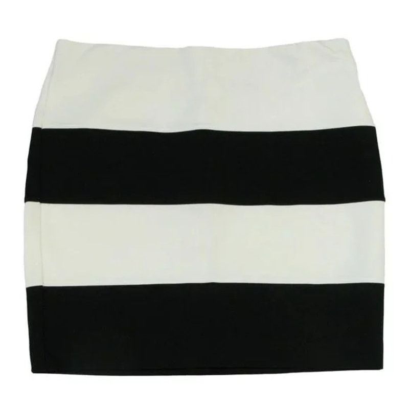 Vintage Lily White Black and White Wide Striped Mini Body-con Skirt Size 28" / US 6 / IT 42 - 1 Thumbnail