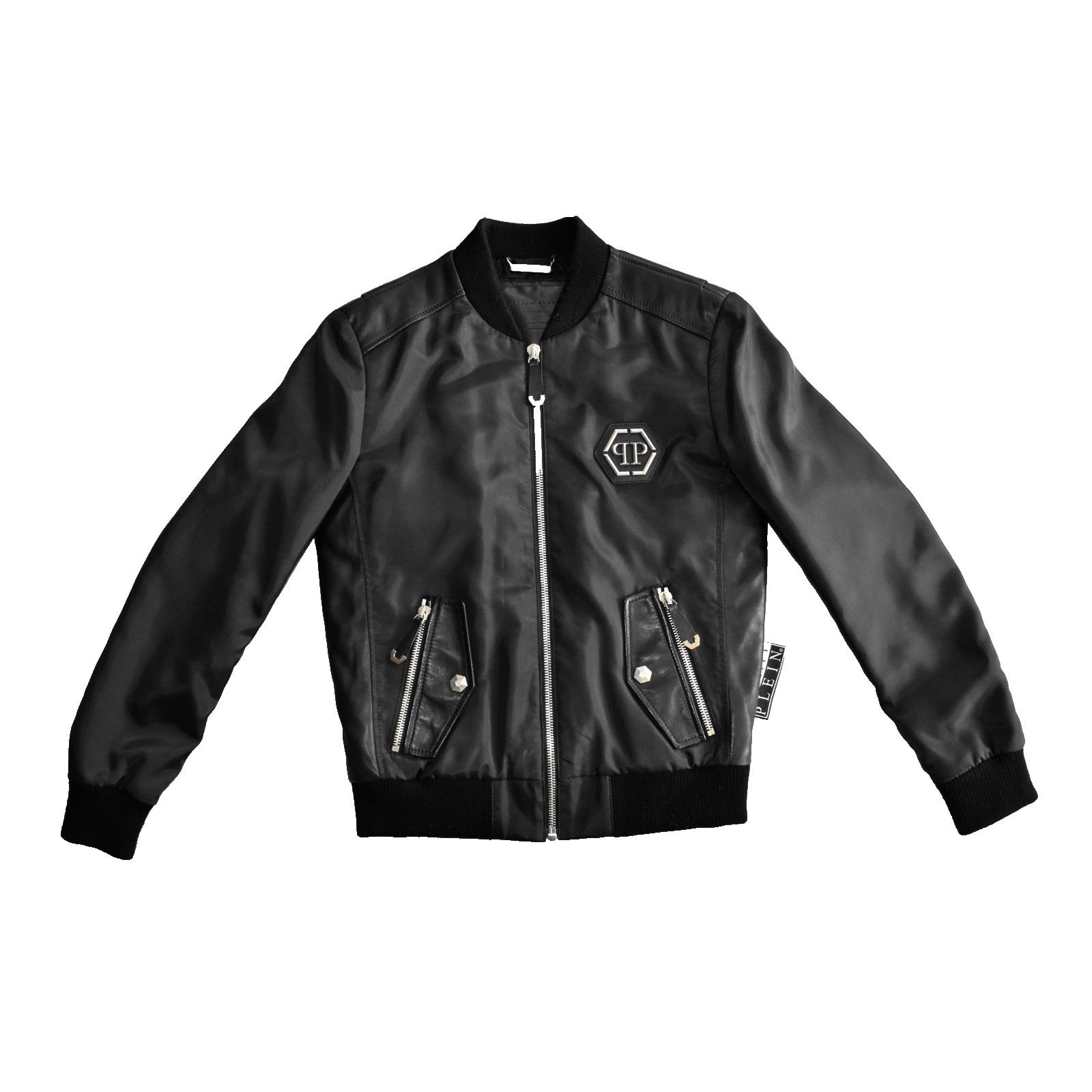 Philipp Plein PHILIPP PLEIN Skull Leather & Fabric Paneled Bomber Jacket S Size US S / EU 44-46 / 1 - 3 Thumbnail