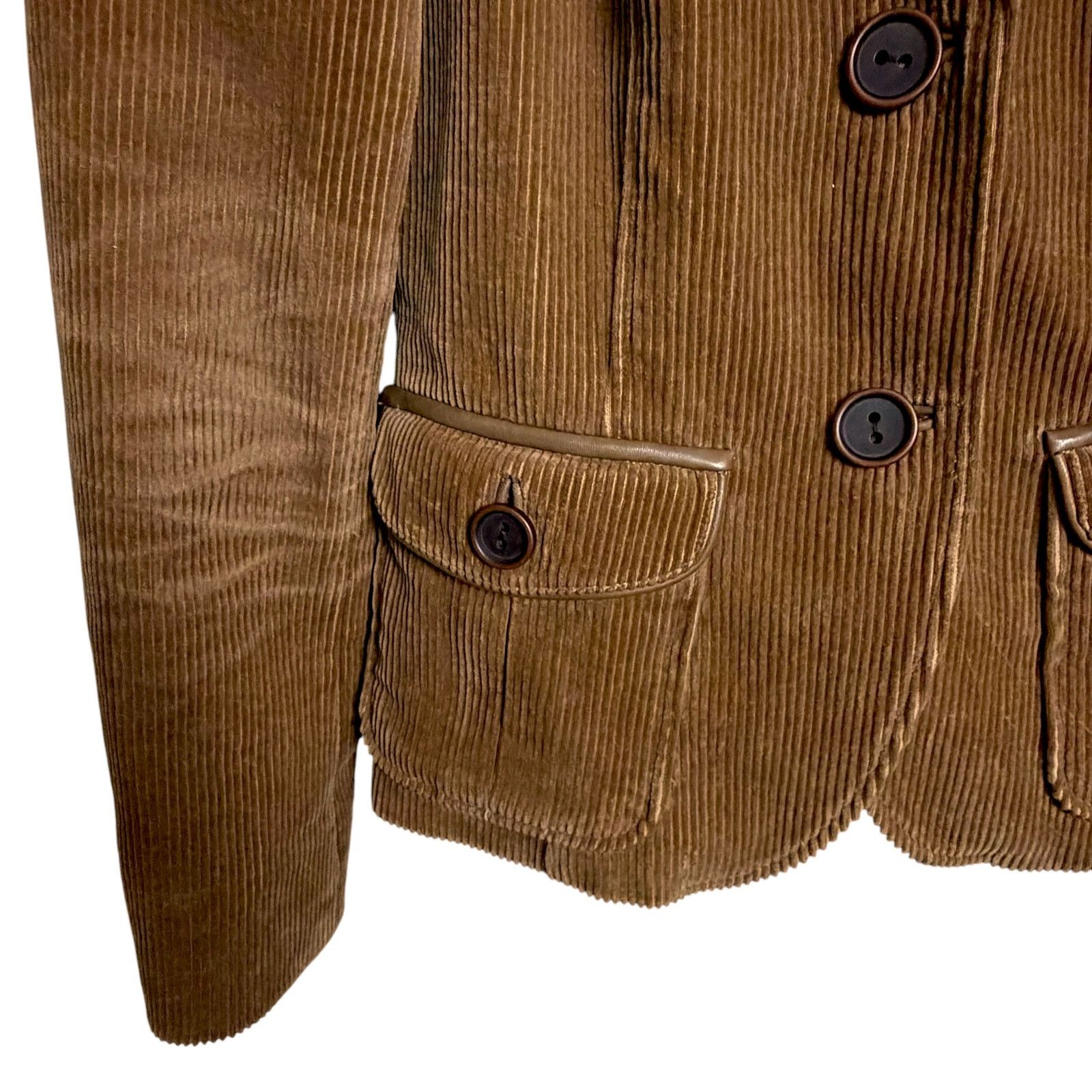 Zara Zara Basic Women's Small Brown Corduroy Blazer Elbow Patches Size S / US 4 / IT 40 - 4 Thumbnail