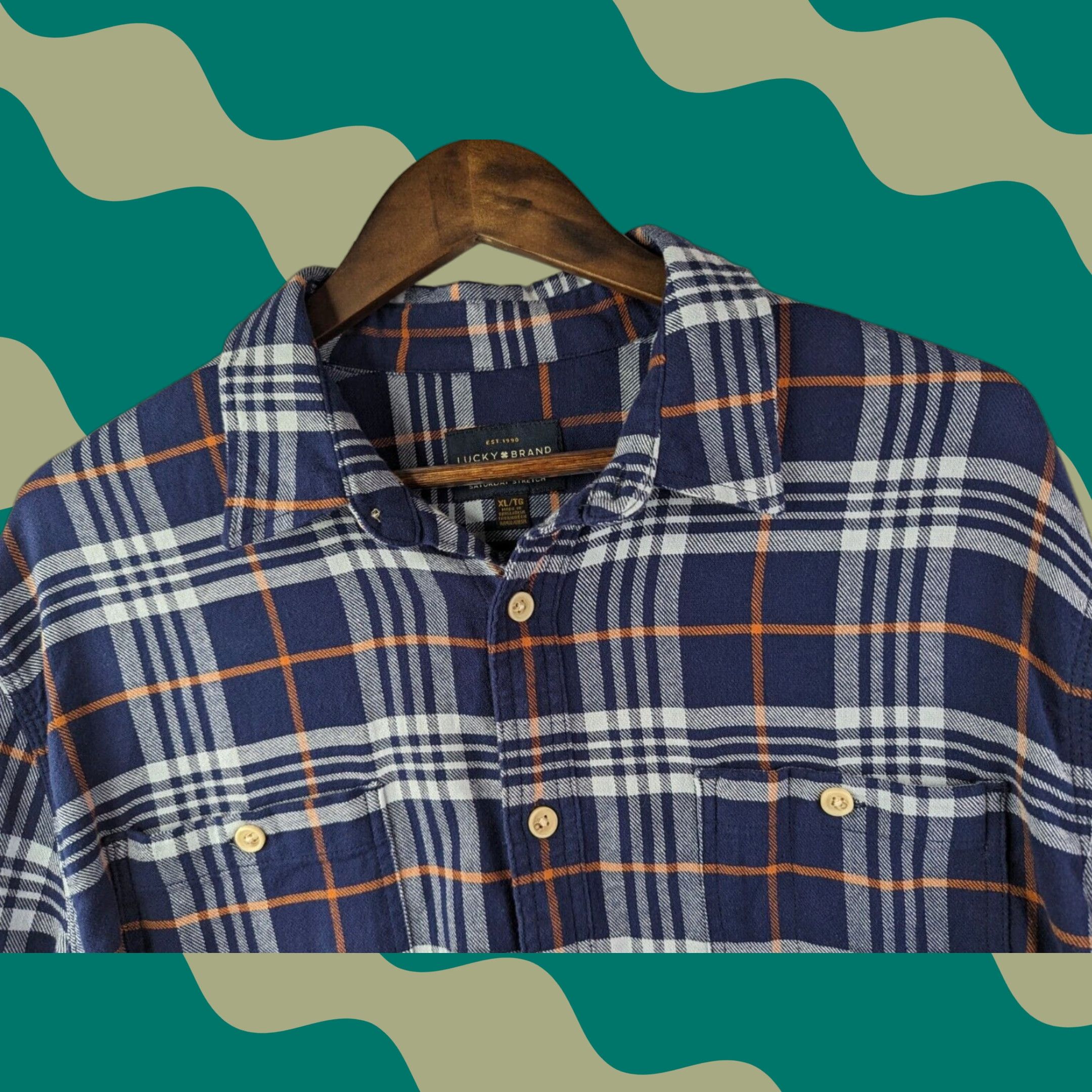 Lucky Brand **Saturday Lucky Brand Blue Plaid Men’s XL Stretch Flannel Shirt** User: Saturday Lucky Brand Blue Plaid Men’s XL Stretch Flannel Shirt Size US XL / EU 56 / 4 - 1 Thumbnail