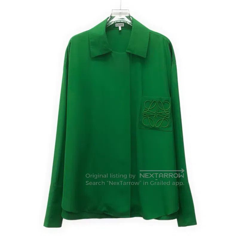Loewe Loewe Green pocket logo embroidery mulberry silk collar lo Size XS / US 0-2 / IT 36-38 - 1 Thumbnail