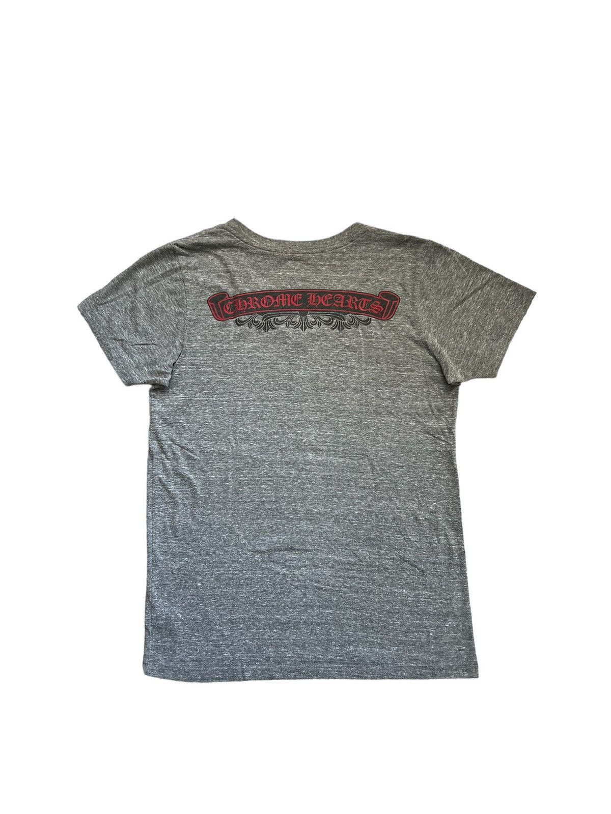 image of 90’S Chrome Hearts Back Print V-Neck Shirt in Grey, Men's (Size Medium)
