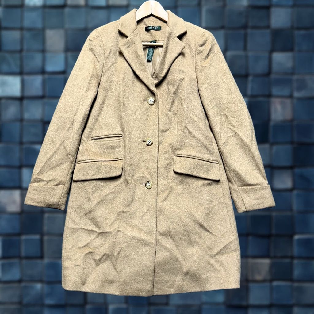 Ralph Lauren Lauren Ralph Lauren Pea Coat Womens 6 Tan Beige Wool Blend Long Overcoat EUC Jacket/Coat Size M / US 6-8 / IT 42-44 - 1 Thumbnail